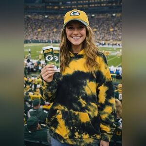 GREEN BAY PACKER Tie Dye Fire  Facemask Hoodie Sweatshirt SZ 1X